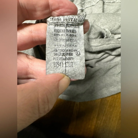 Scandal Italy Silk Viscose Long Sleeve Grey Shirt Sequin Stripe Relaxed One Size - Picture 6 of 7